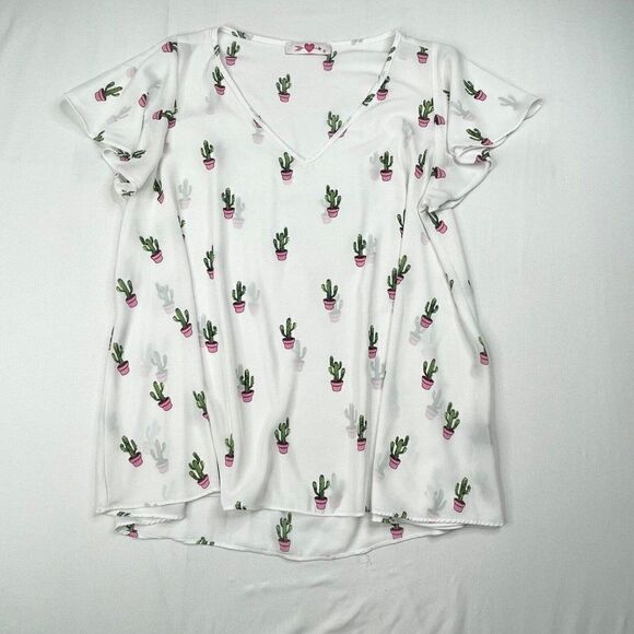 Buddy Love Avril Catus Print V Neck Blouse - Picture 1 of 7